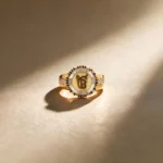 Men's Coin Motif Stone Set Ring
