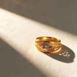 Tri Colour Floral Band Ring